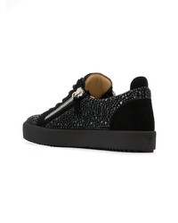 Baskets basses en cuir ornées noires Giuseppe Zanotti Design