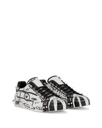 Baskets basses en cuir ornées noires Dolce & Gabbana