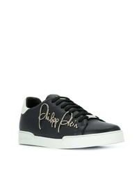 Baskets basses en cuir ornées noires Philipp Plein