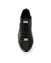 Baskets basses en cuir ornées noires Philipp Plein