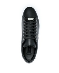 Baskets basses en cuir ornées noires Philipp Plein