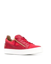 Baskets basses en cuir ornées rouges Giuseppe Zanotti