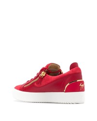 Baskets basses en cuir ornées rouges Giuseppe Zanotti