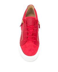 Baskets basses en cuir ornées rouges Giuseppe Zanotti