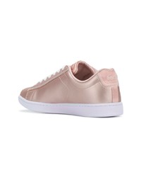 Baskets basses en cuir roses Lacoste