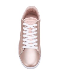 Baskets basses en cuir roses Lacoste