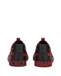Baskets basses en cuir rouge et noir Dolce & Gabbana