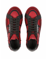 Baskets basses en cuir rouge et noir Dolce & Gabbana