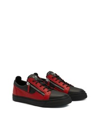 Baskets basses en cuir rouge et noir Giuseppe Zanotti