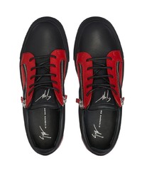 Baskets basses en cuir rouge et noir Giuseppe Zanotti