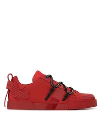 Baskets basses en cuir rouges Dolce & Gabbana