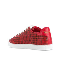 Baskets basses en cuir rouges Billionaire