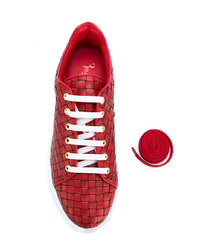 Baskets basses en cuir rouges Billionaire