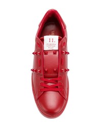 Baskets basses en cuir rouges Valentino