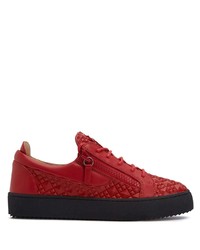 Baskets basses en cuir rouges Giuseppe Zanotti