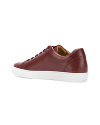 Baskets basses en cuir rouges Brioni