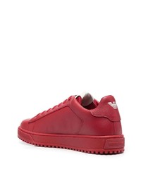 Baskets basses en cuir rouges Emporio Armani