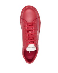 Baskets basses en cuir rouges Emporio Armani