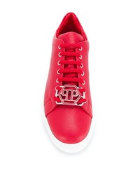 Baskets basses en cuir rouges Philipp Plein