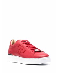 Baskets basses en cuir rouges Philipp Plein