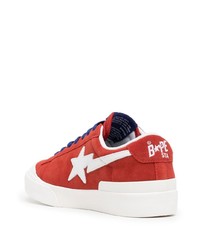 Baskets basses en cuir rouges A Bathing Ape