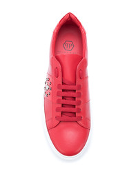 Baskets basses en cuir rouges Philipp Plein