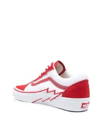 Baskets basses en cuir rouges Vans