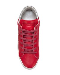 Baskets basses en cuir rouges Philippe Model