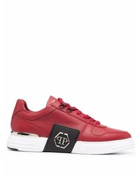 Baskets basses en cuir rouges Philipp Plein