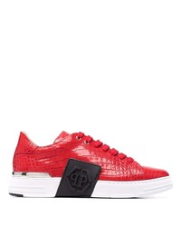 Baskets basses en cuir rouges Philipp Plein