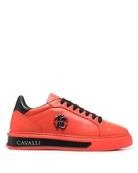 Baskets basses en cuir rouges Roberto Cavalli