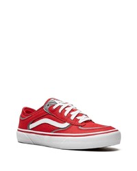 Baskets basses en cuir rouges Vans