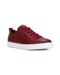 Baskets basses en cuir rouges Camper