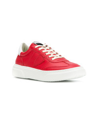 Baskets basses en cuir rouges Philippe Model