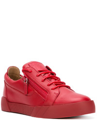 Baskets basses en cuir rouges Giuseppe Zanotti Design