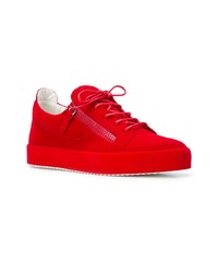 Baskets basses en cuir rouges Giuseppe Zanotti Design