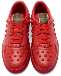 Baskets basses en cuir rouges RED Valentino