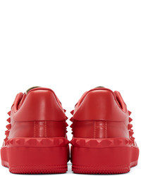 Baskets basses en cuir rouges RED Valentino