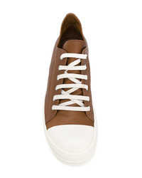 Baskets basses en cuir tabac Rick Owens