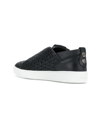 Baskets basses en cuir tressées noires Alexander Smith