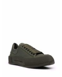 Baskets basses en cuir vert foncé Alexander McQueen