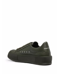 Baskets basses en cuir vert foncé Alexander McQueen