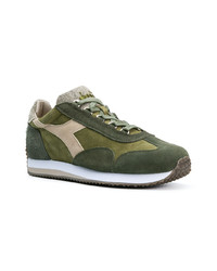 Baskets basses en cuir vert foncé Diadora