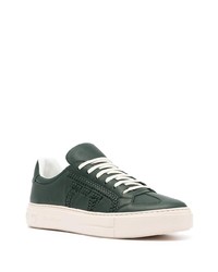 Baskets basses en cuir vert foncé Salvatore Ferragamo