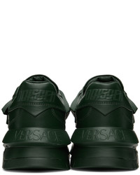 Baskets basses en cuir vert foncé Versace