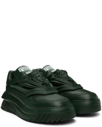 Baskets basses en cuir vert foncé Versace