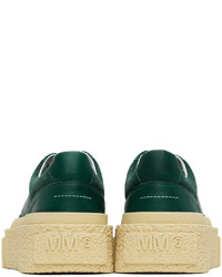 Baskets basses en cuir vert foncé MM6 MAISON MARGIELA