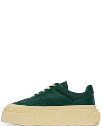 Baskets basses en cuir vert foncé MM6 MAISON MARGIELA