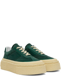 Baskets basses en cuir vert foncé MM6 MAISON MARGIELA