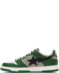 Baskets basses en cuir vert foncé BAPE